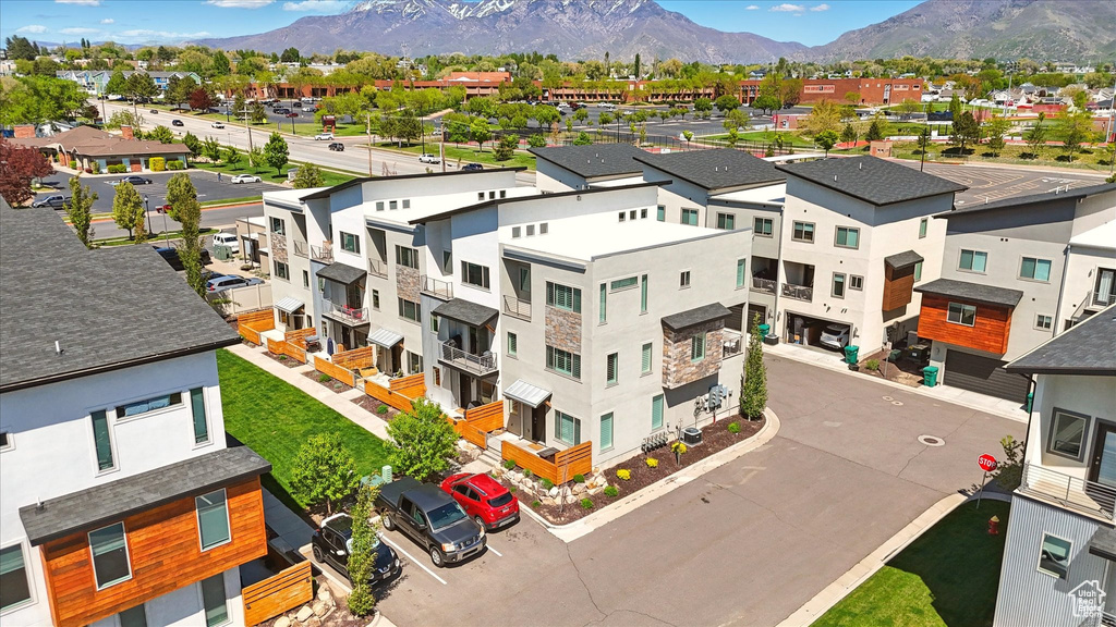 Aerial view featuring a mountain view