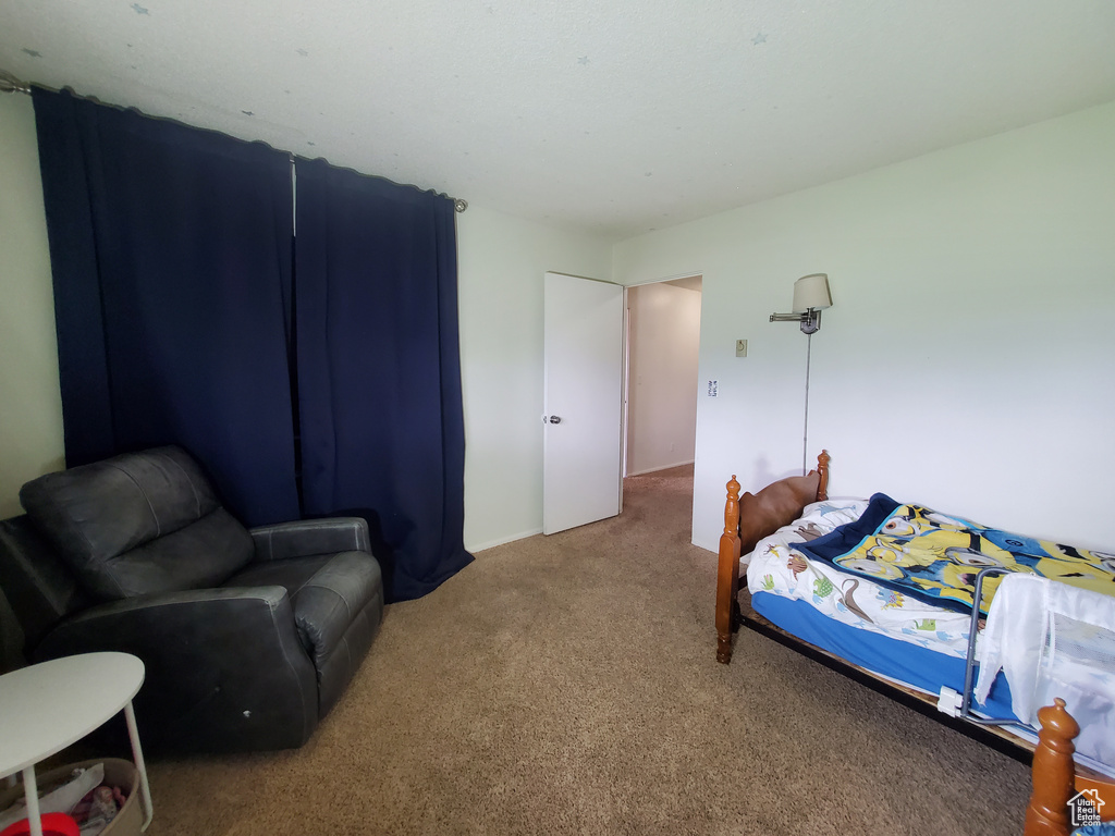 Bedroom with carpet flooring