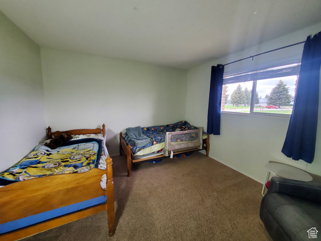 Bedroom with carpet floors