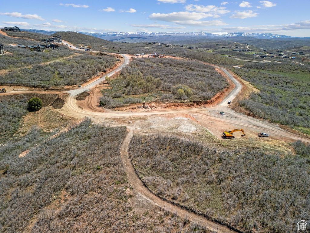 Aerial view featuring a mountain view