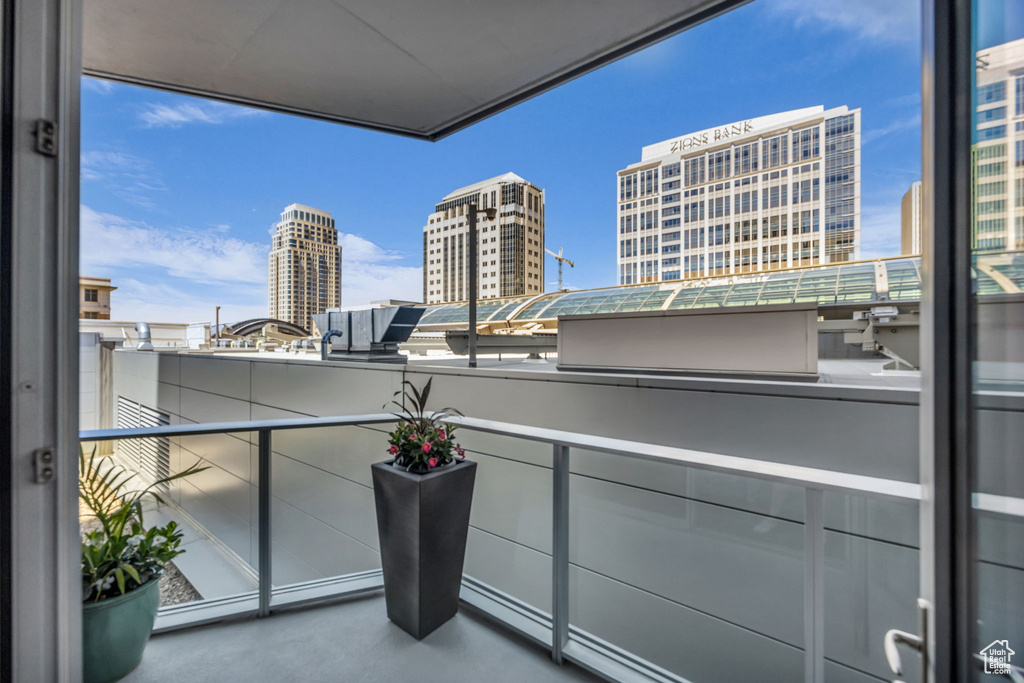 Balcony with a view of city