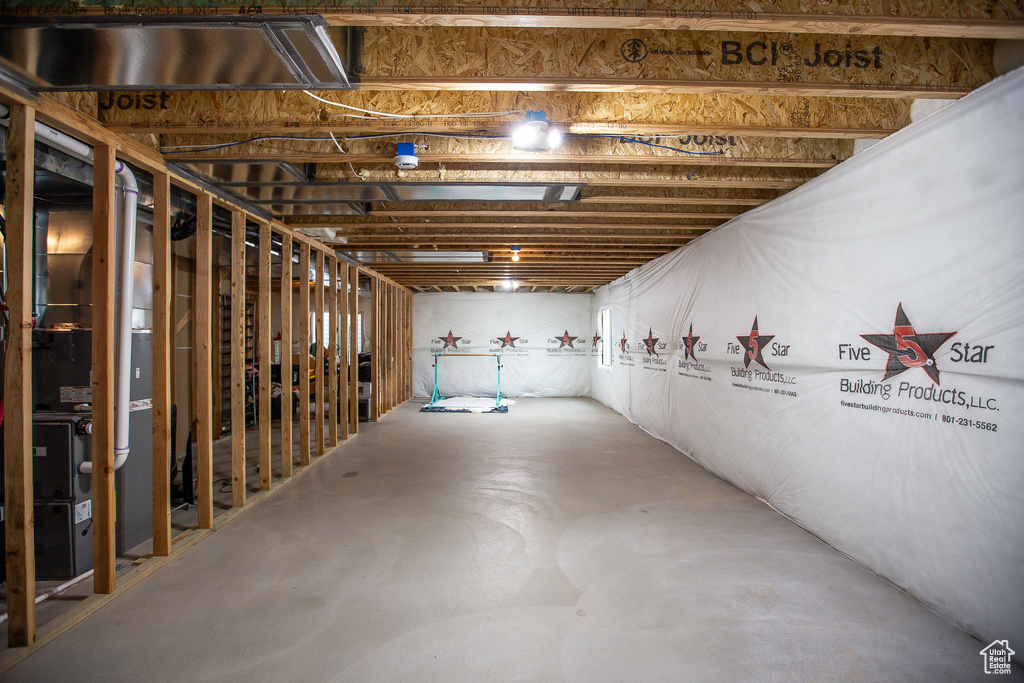 View of unfinished basement