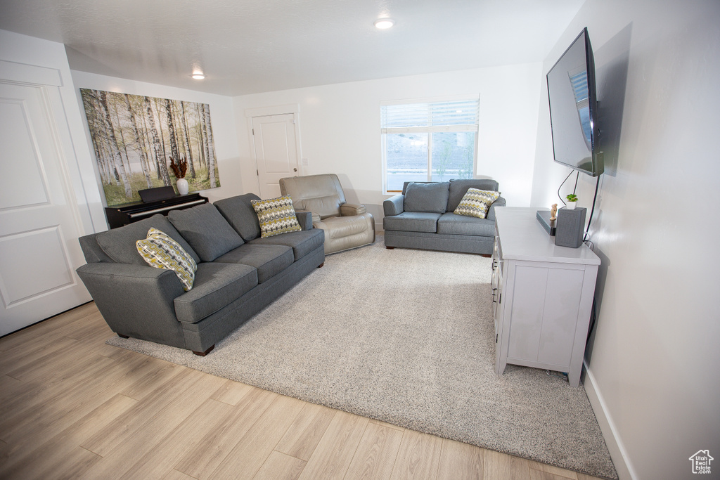 Living area featuring light wood finished floors