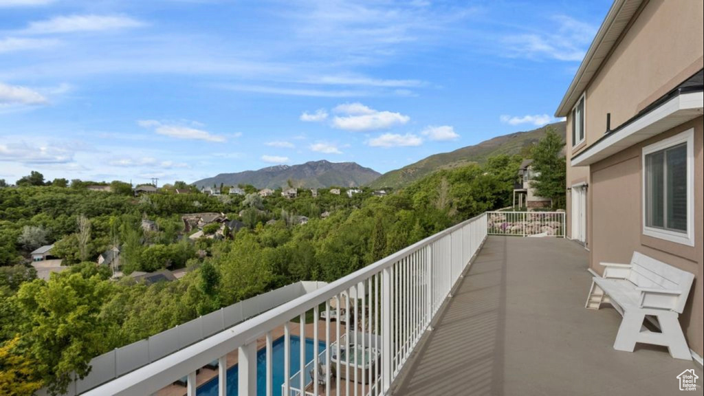 Balcony with a mountain view