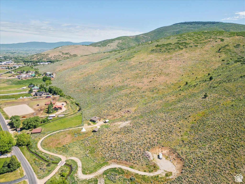 Birds eye view of property featuring a mountain view