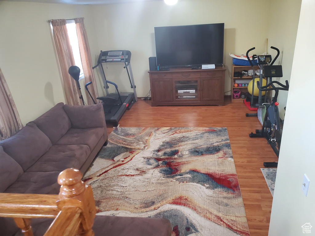 Living area featuring wood finished floors
