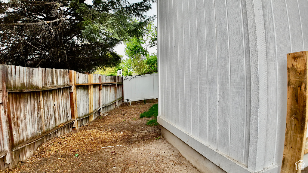 View of home's exterior featuring a fenced backyard
