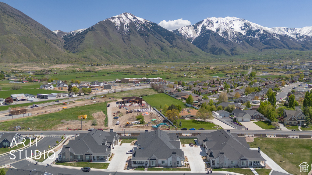 Bird\'s eye view with a mountain view and a residential view
