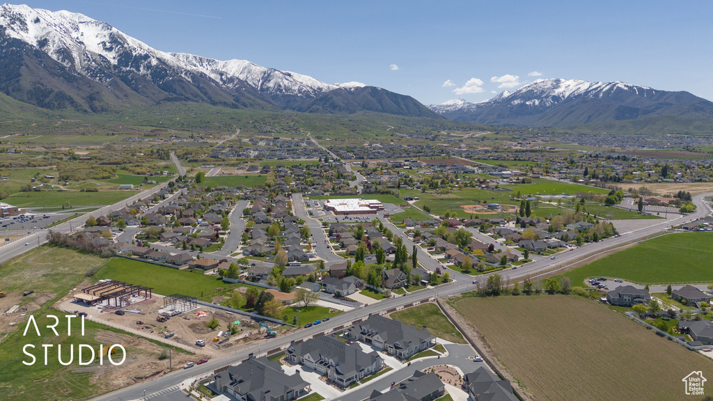 Bird\'s eye view featuring a residential view and a mountain view