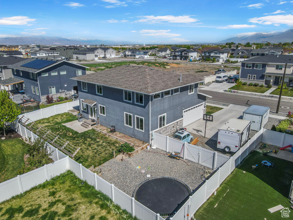 Bird's eye view featuring a mountain view and a residential view