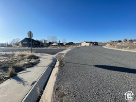 View of street featuring traffic signs and curbs