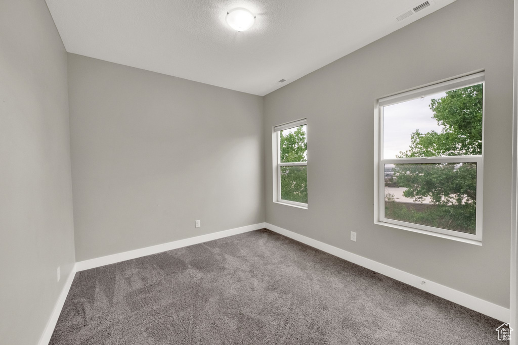 Unfurnished room with baseboards, carpet flooring, and visible vents