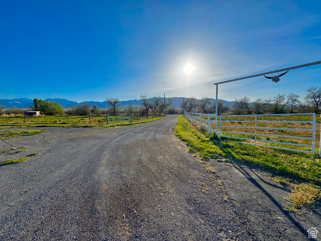 View of road with a mountain view and a rural view