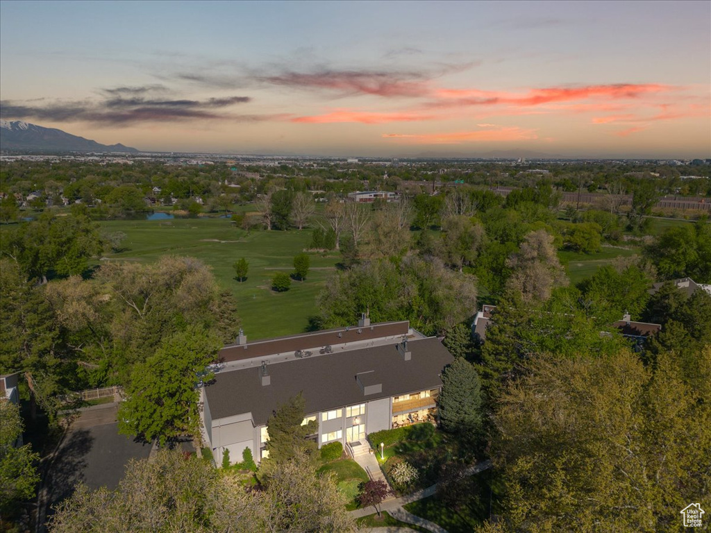 Aerial view featuring a water and mountain view