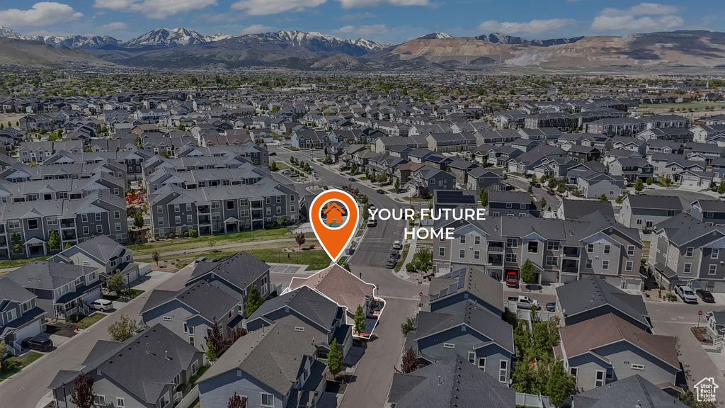 Bird's eye view featuring a mountain view and a residential view