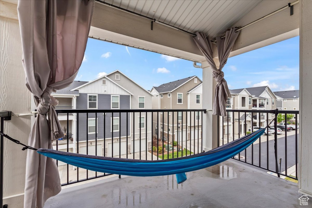 Balcony featuring a residential view