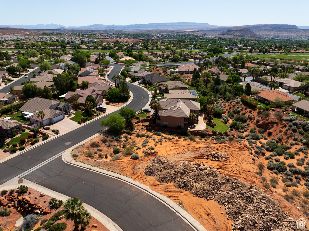 Bird\'s eye view with a residential view and a mountain view
