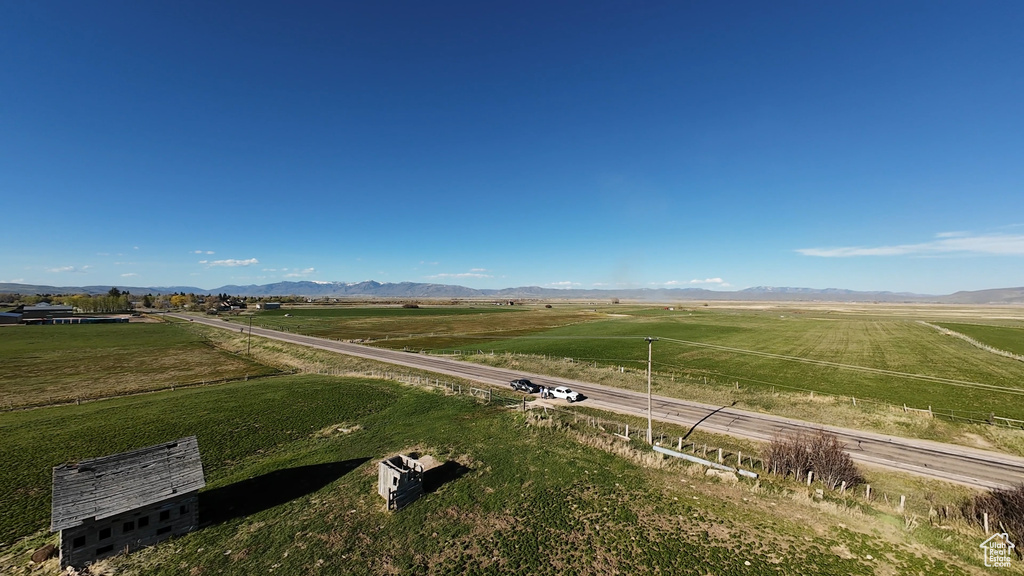 Aerial view with a rural view and a mountain view