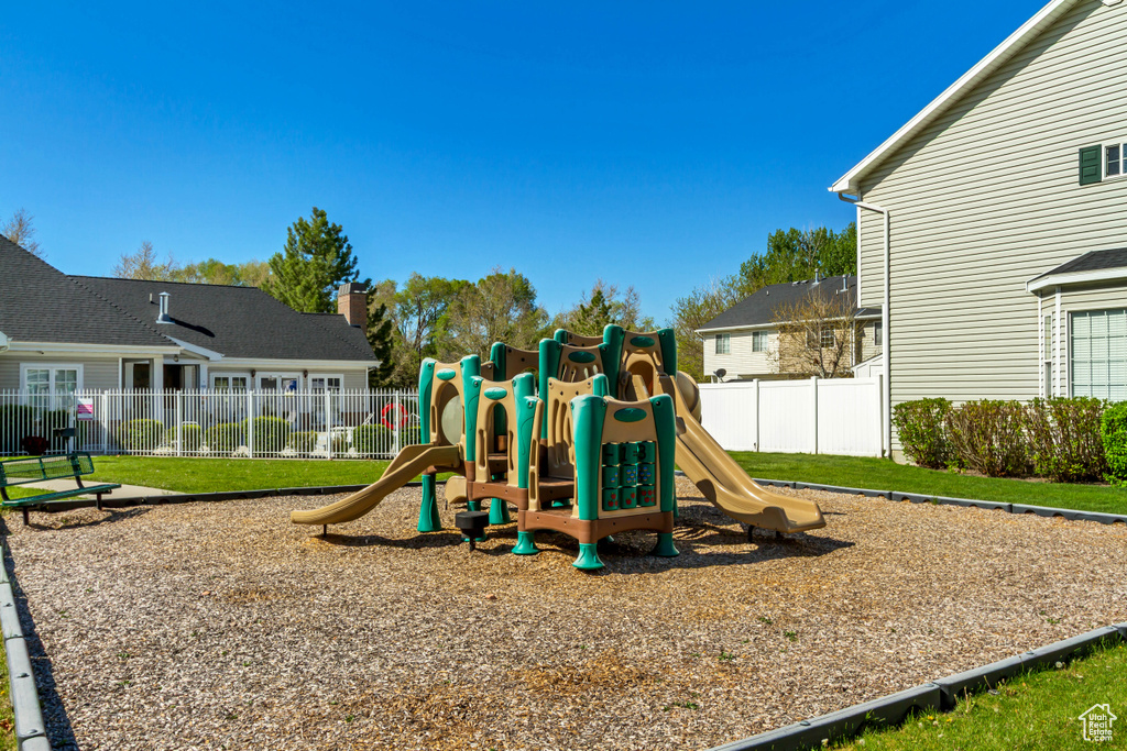 Community playground with fence