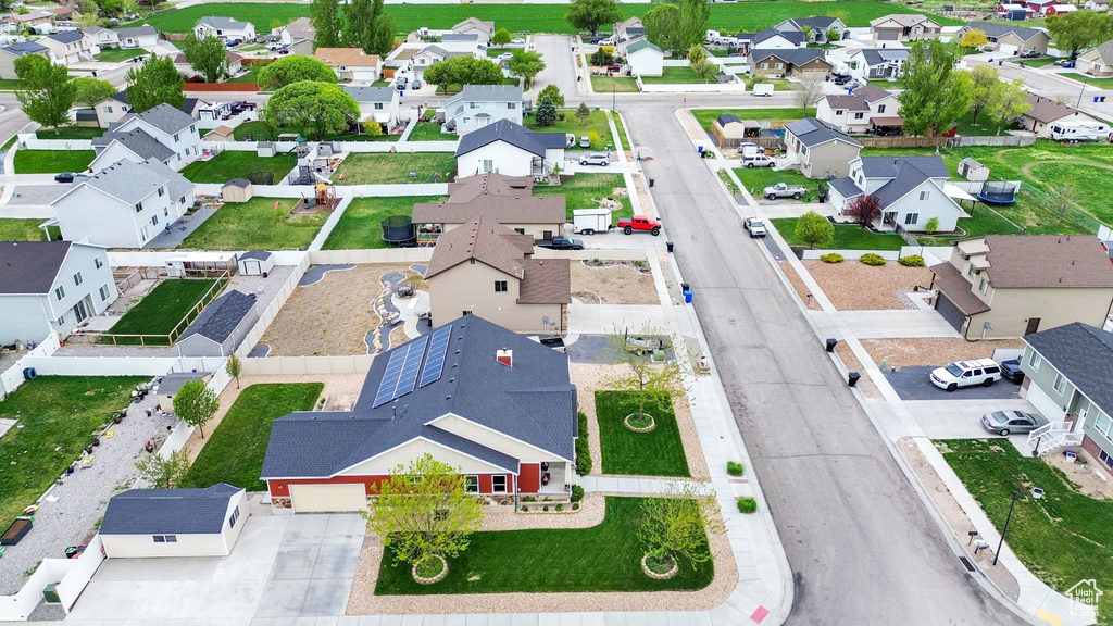 Aerial view of residential area