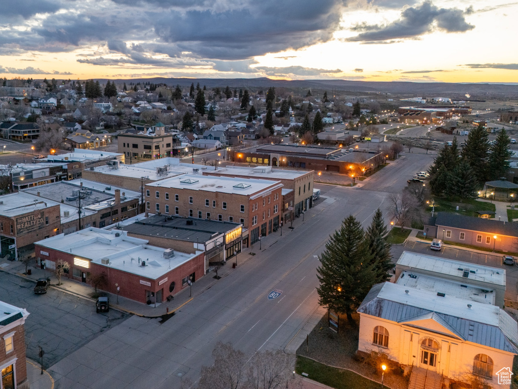 View of aerial view at dusk