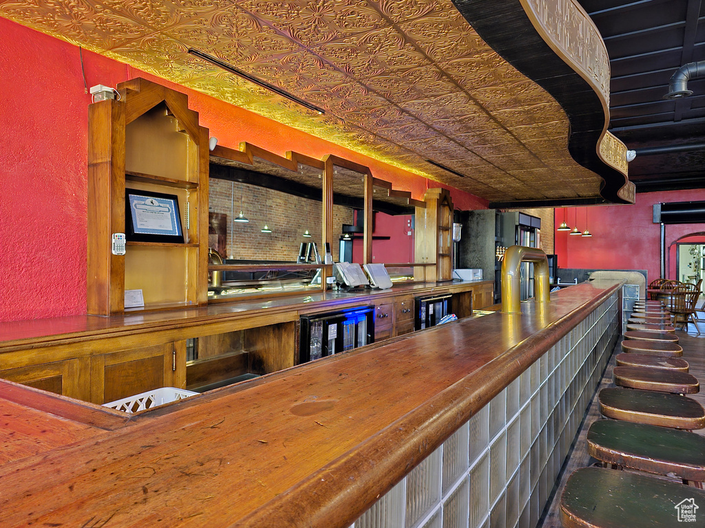 Bar with an ornate ceiling