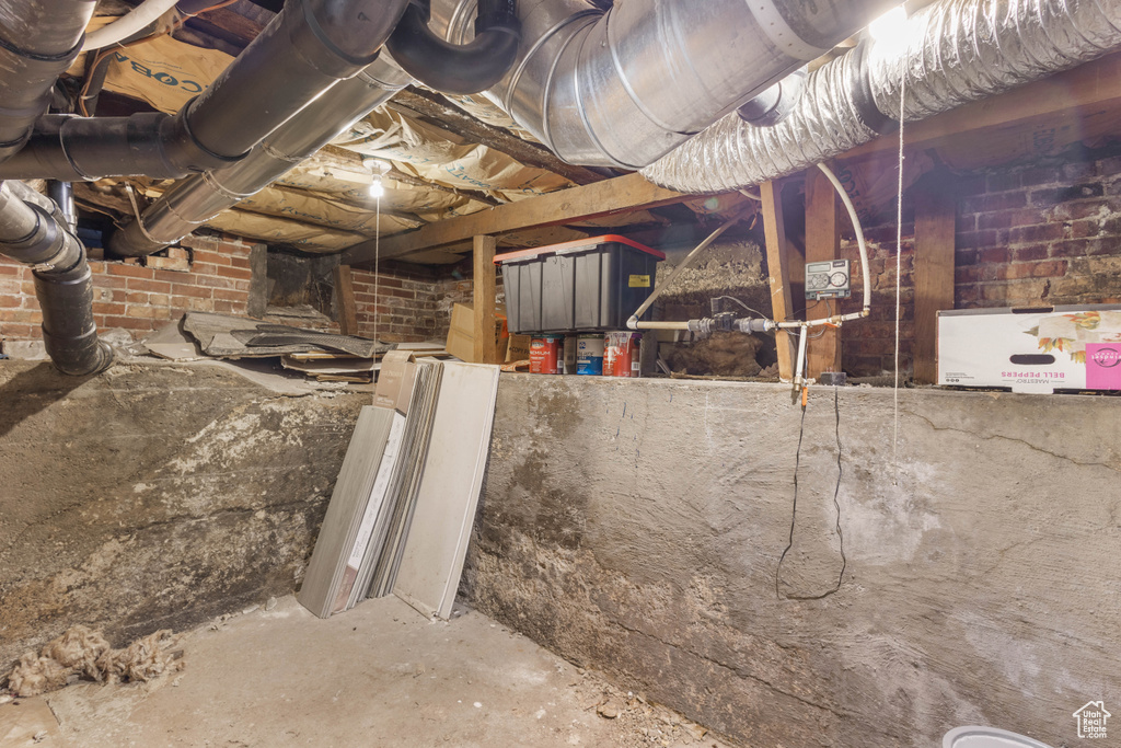 View of unfinished basement