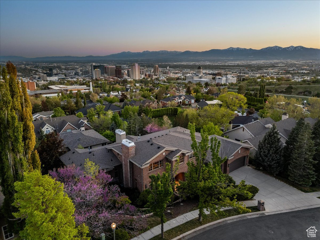 Drone / aerial view with a mountain view