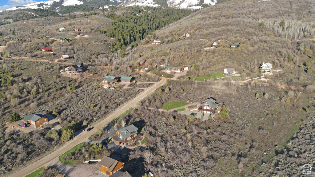 Drone / aerial view with a mountain view