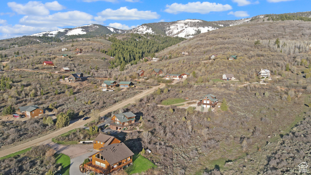 Drone / aerial view with a mountain view