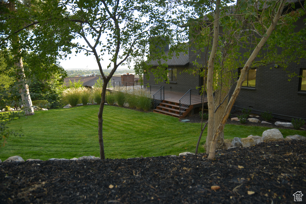 View of yard featuring a deck