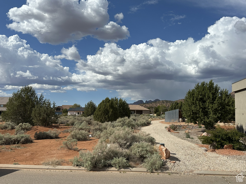 View of yard with a mountain view