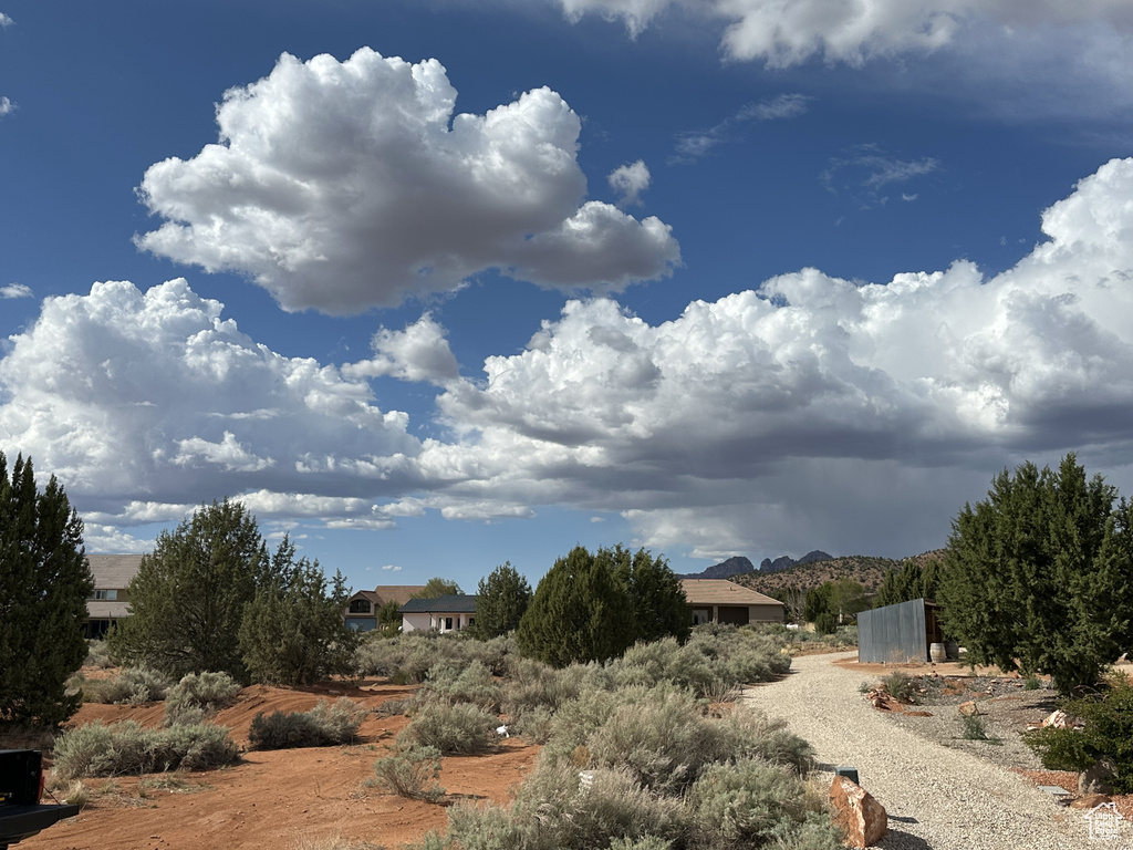 Exterior space featuring a mountain view