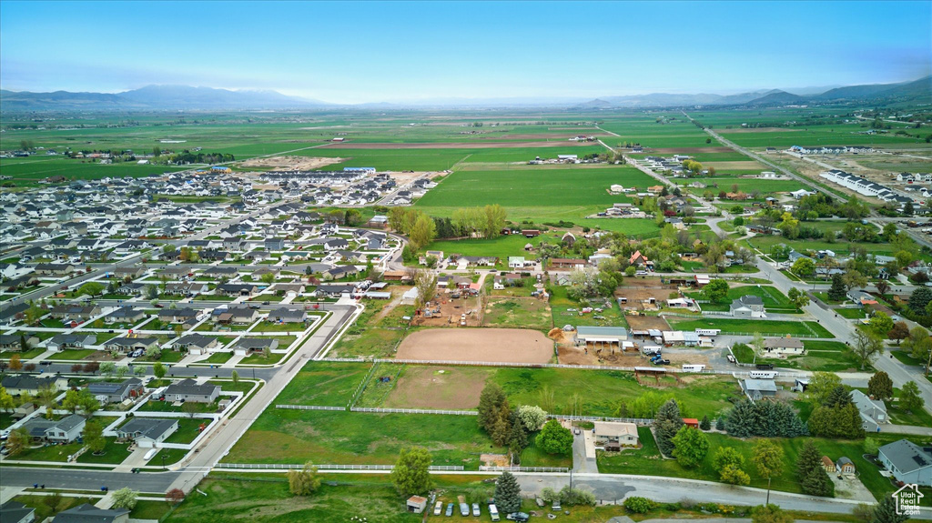 Aerial view featuring a mountain view