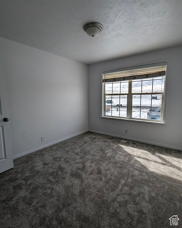 Unfurnished room featuring carpet flooring, a textured ceiling, and baseboards