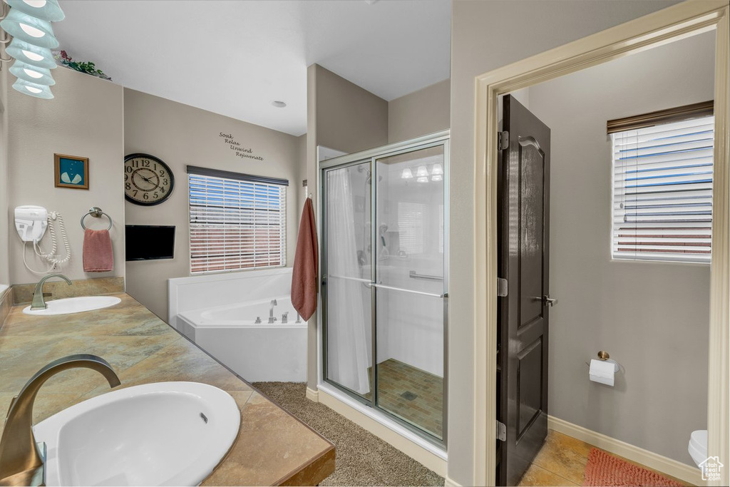 Full bathroom with plenty of natural light, a shower stall, and a sink