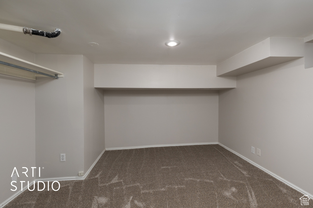 Walk in closet with carpet