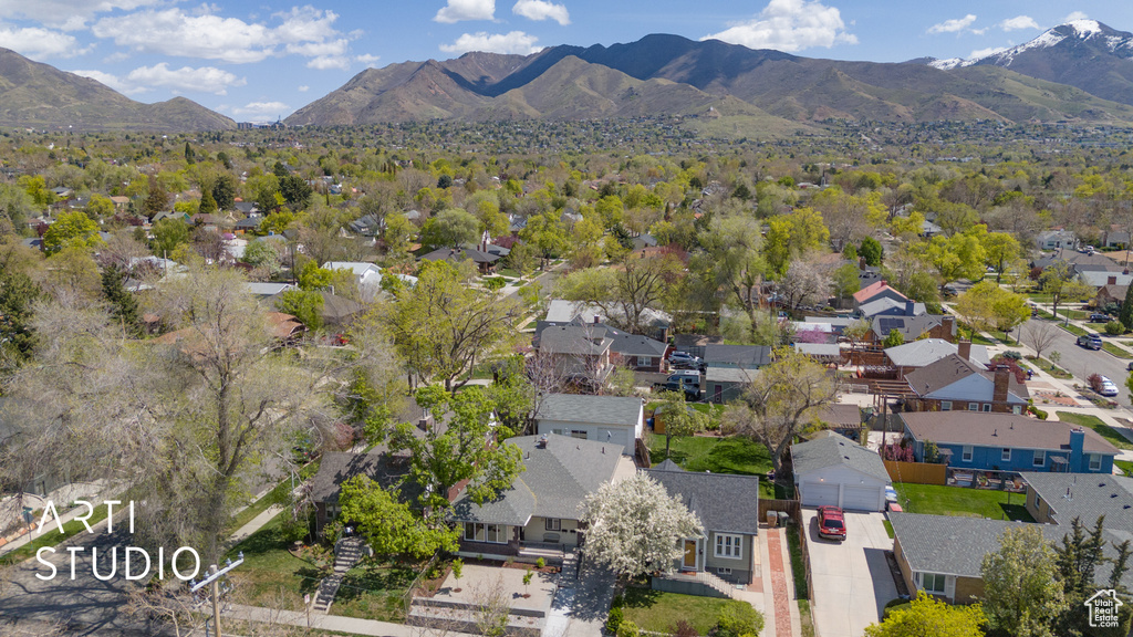 Aerial view with a mountain view and a residential view