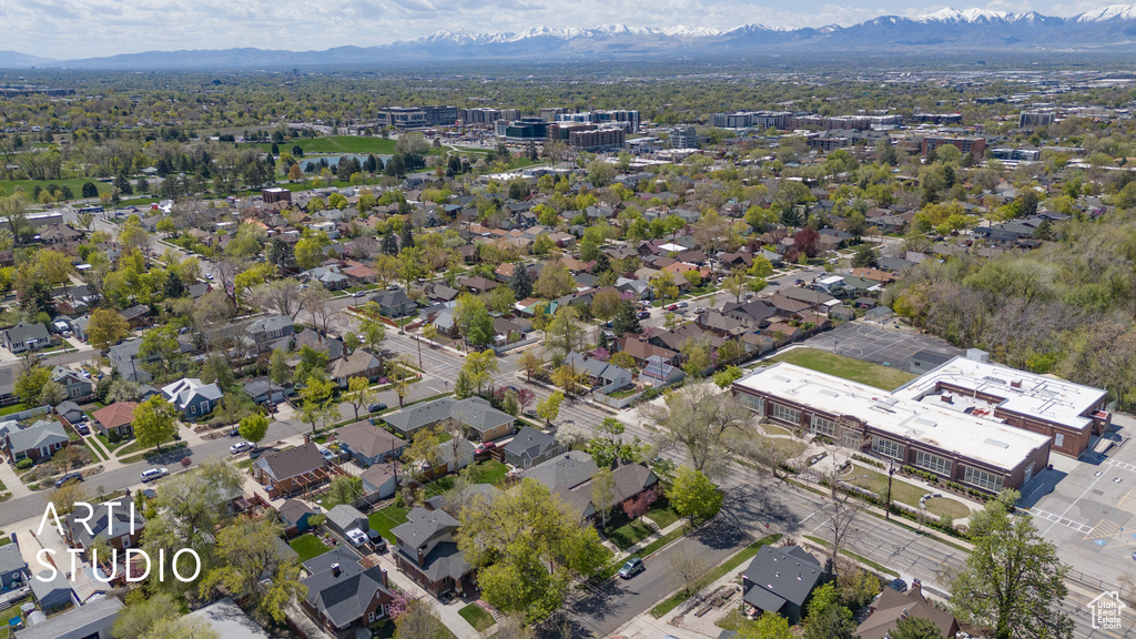 Bird's eye view featuring a mountain view