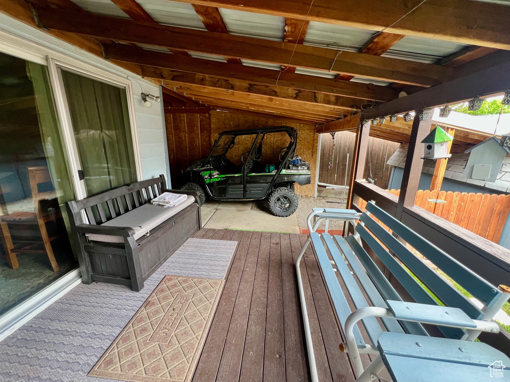 Wooden deck with fence
