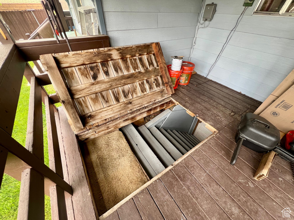 View of entry to storm shelter