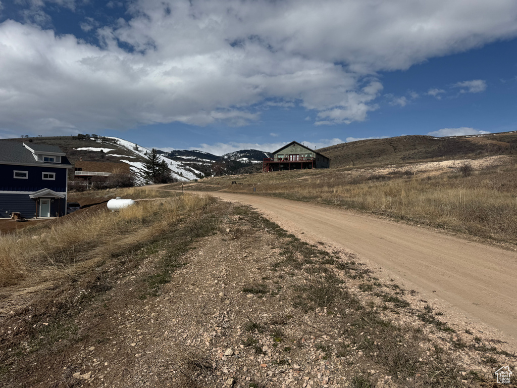 View of street with a mountain view