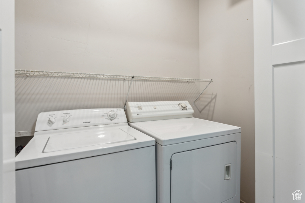 Laundry area with washer and dryer and laundry area