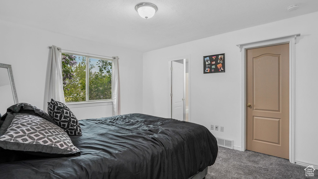 Carpeted bedroom with visible vents