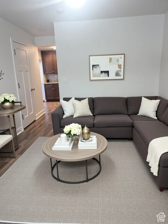 Living room featuring wood finished floors