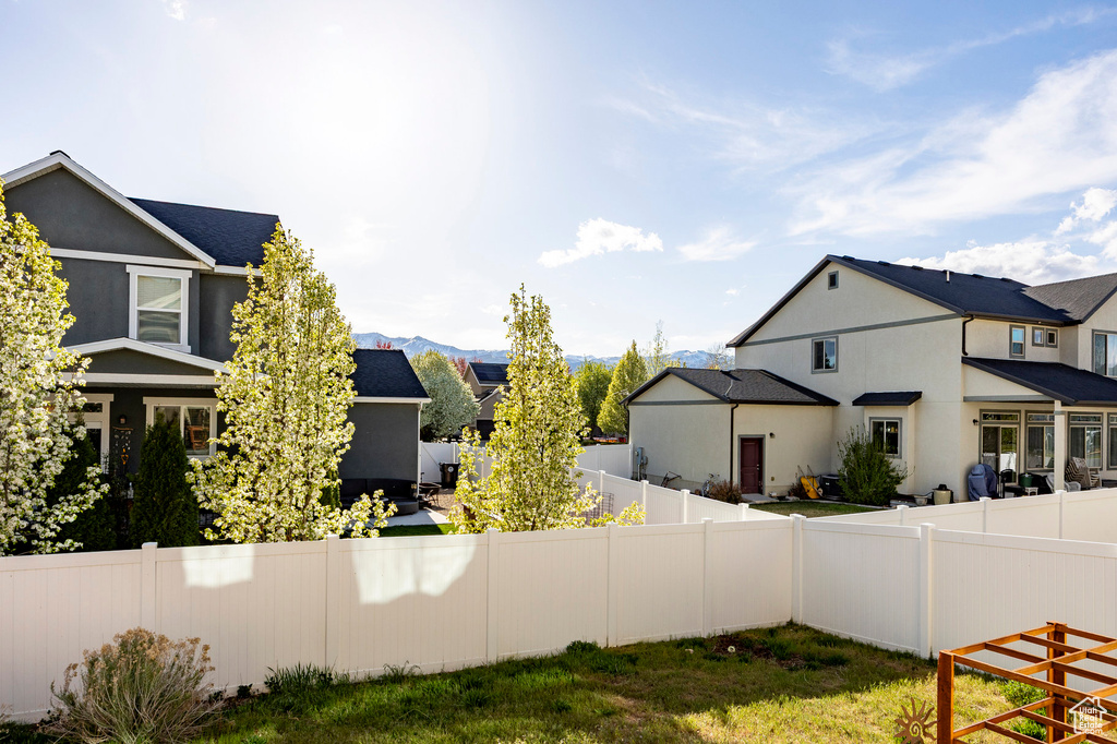 View of property exterior featuring stucco siding and a fenced backyard