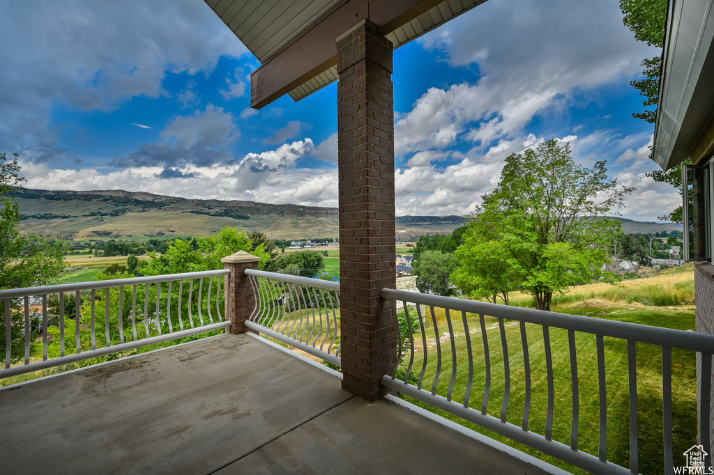 Balcony with a mountain view