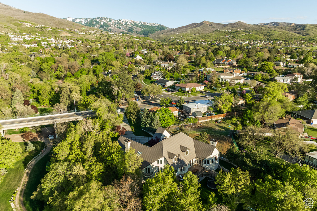 Aerial view with a mountain view and a residential view