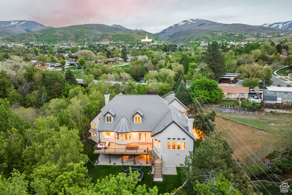 Drone / aerial view with a mountain view