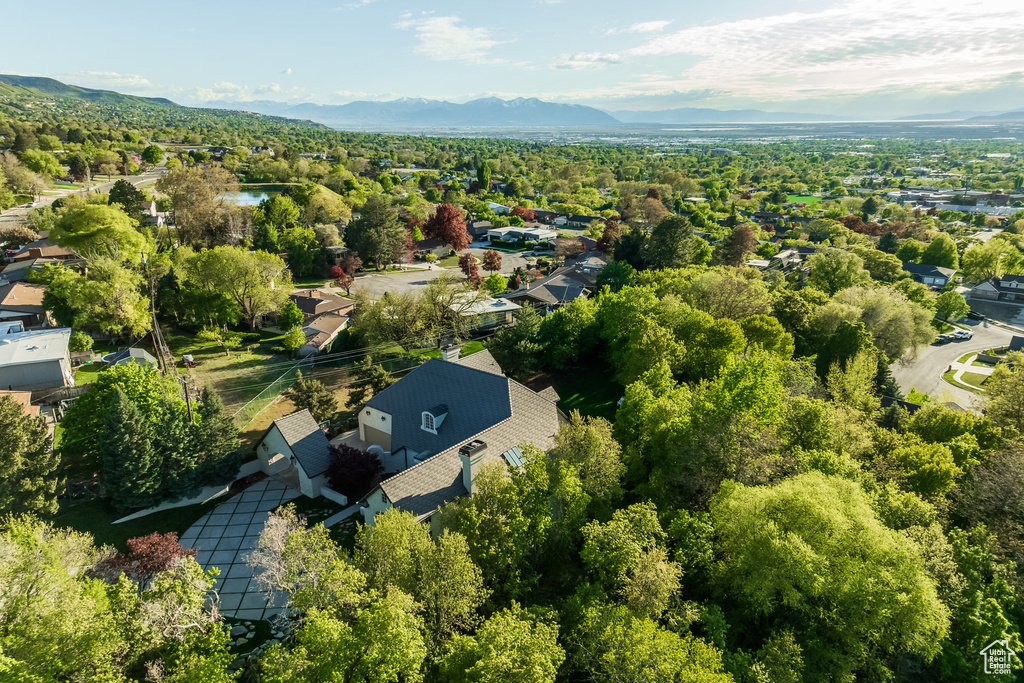 Drone / aerial view with a mountain view